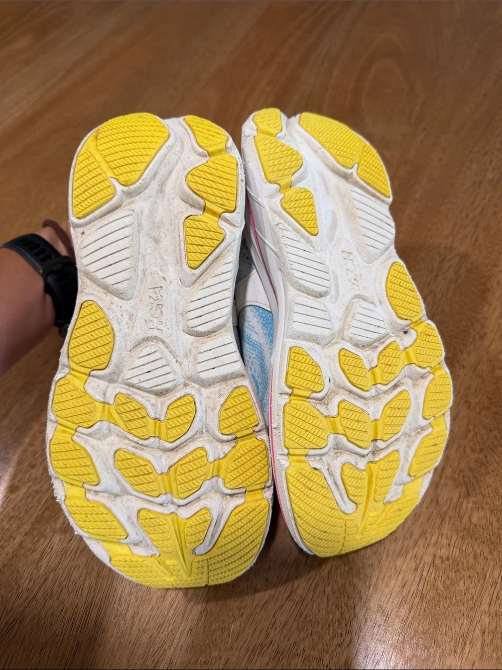 Hoka Kids Light Blue and White Hook-and-Loop Sneakers
